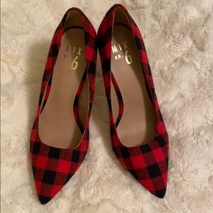Red and Black buffalo plaid heels